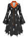 [Prévente] Robe d’Halloween à crâne, toile d’araignée, revers et ourlet chauve-souris années 1950
