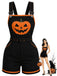 [Prévente] Combishort salopette noir Halloween à citrouilles et poches Années 1960