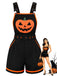 Salopette noir Halloween à citrouilles et poches Années 1960