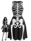 [Prévente] Robe noire d’Halloween sans manches à squelette années 1940