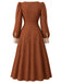 [Prévente] Robe caramel à petits pois, col carré et nœud devant années 1950 - 3
