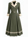 [Prévente] Trench-coat vert à revers crantés, double boutonnage et ceinture années 1940 - 2