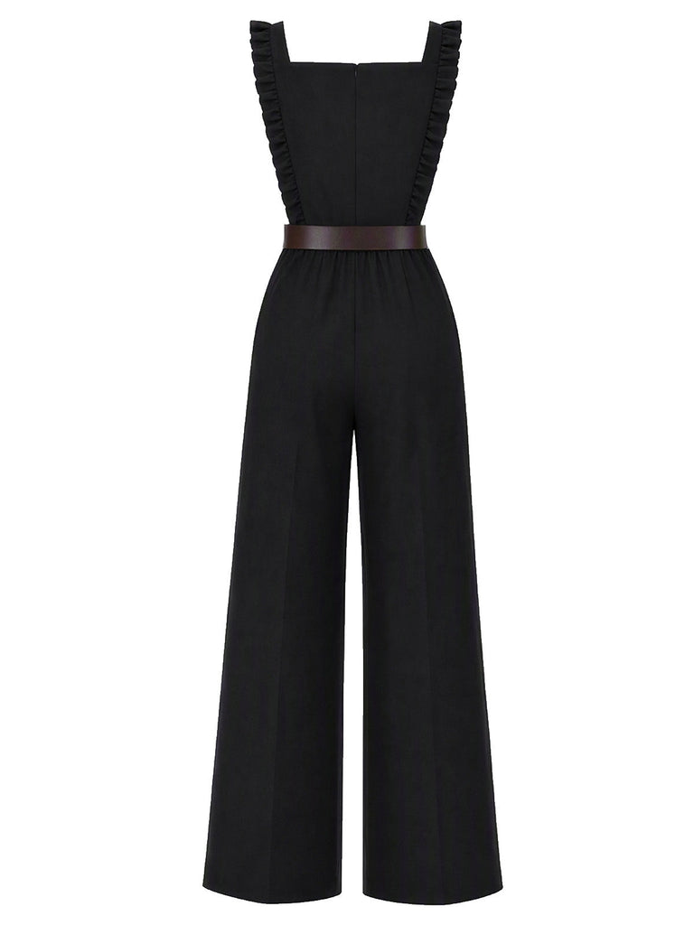 [Prévente] Ensemble 2 pièces blouse à nœud et combinaison à bretelles volantées années 1970