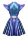 Robe Mini Futuriste Métallique Découpée Violet Années 1980