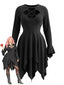 [Grande Taille] Robe noire ajourée à ourlet asymétrique Années 1970