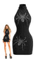 Robe Moulante Col Licou Halloween Araignée Années 1960