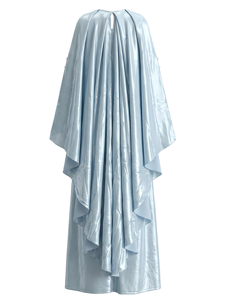 Robe longue bleu clair à manches cape inspirée d’Amidala années 1980