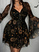[Grande Taille] Robe Punk noire à imprimé soleil, résille et manches longues années 1980