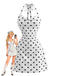 Robe Moulante Col Licou à Pois Blanc Années 1980