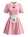 Ensemble robe costume d’infirmière rose à col Claudine années 1970