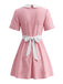 Ensemble robe costume d’infirmière rose à col Claudine années 1970
