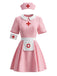 Ensemble robe costume d’infirmière rose à col Claudine années 1970