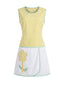 [Prévente] Robe Jaune Vichy Applique Fleurie Sans Manches Années 1960