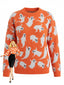 Pull orange en maille à imprimé fantômes d’Halloween années 1940