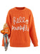Pull orange en maille à col rond et imprimé lettres années 1940