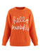 Pull orange en maille à col rond et imprimé lettres années 1940