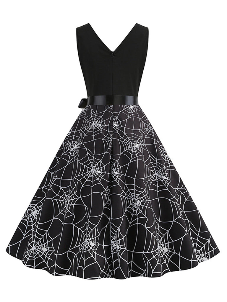 Robe évasée Halloween sans manches à col pétale Années 1950