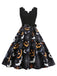 Robe évasée Halloween sans manches à col pétale Années 1950