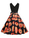 Robe évasée Halloween sans manches à col pétale Années 1950