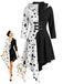 Robe noire et blanche à capuche motif dalmatien années 1970