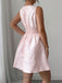 Robe Rose Jacquard Sans Manches Ceinturé Nœud en A Années 1960