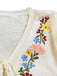 Top Tricoté Floral Brodé avec Lien Devant Beige Années 1940