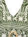 Combinaison verte dos nu à motif végétal Années 1940