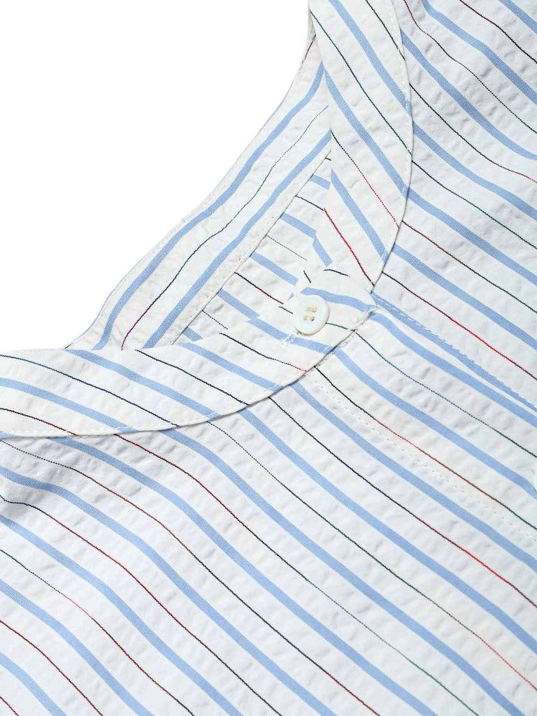 [Prévente] Blouse bleu clair rayée à nœud et manches lanternes années 1940