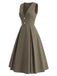 [Prévente] Robe marron sans manches à col V et boutons années 1940