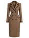 [Prévente] Manteau marron à double boutonnage et bordures en cuir Années 1950 - 2