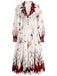 [Prévente] Robe d’Halloween rouge et blanche à chauve-souris et taches de sang années 1950