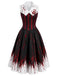 [Prévente] Robe évasée noire et rouge à empreintes de mains sanglantes années 1960