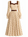 [Prévente] Robe abricot fleurie avec bordure en velours et décolleté cœur années 1930