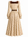 [Prévente] Robe abricot fleurie avec bordure en velours et décolleté cœur années 1930
