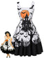 [Prévente] Robe d'Halloween noire et blanche encolure carrée années 50