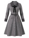[Prévente] Robe gris foncé rayée à col V, nœud et ceinture années 1950