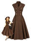 [Prévente] Robe croisée marron revers et ceinture années 40