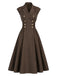 [Prévente] Robe marron à revers, double boutonnage et ceinture Années 1940