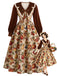 [Prévente] Robe évasée multicolore à imprimé fruits et col Chelsea années 1950 - 1