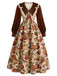 [Prévente] Robe évasée multicolore à imprimé fruits et col Chelsea années 1950 - 2