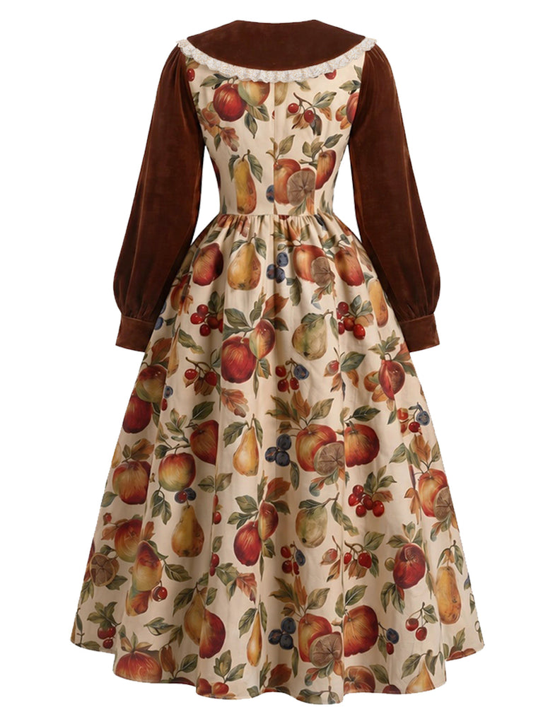 [Prévente] Robe évasée multicolore à imprimé fruits et col Chelsea années 1950 - 3