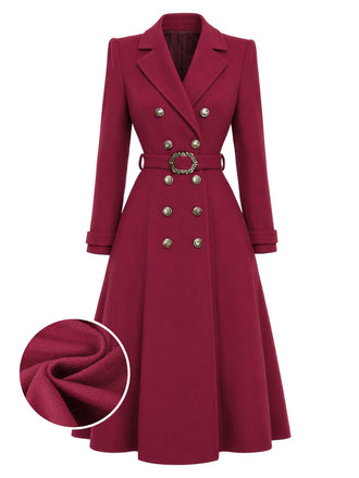 [Prévente] Manteau croisé ceinturé rouge vin années 1930