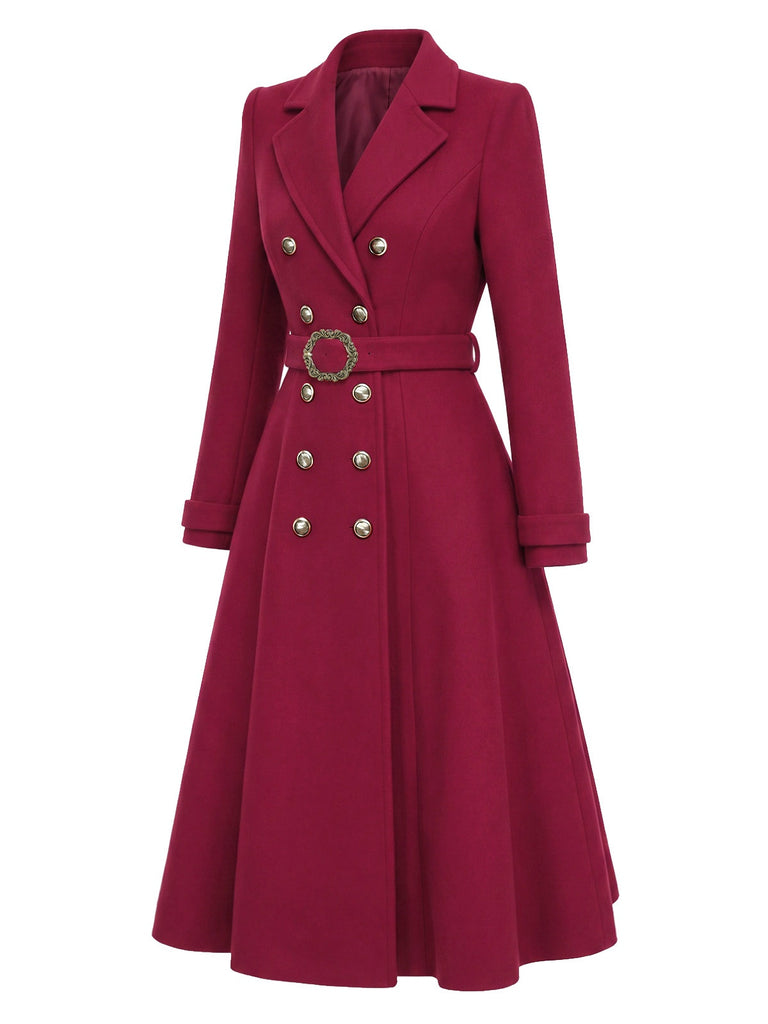 [Prévente] Manteau croisé ceinturé rouge vin années 1930