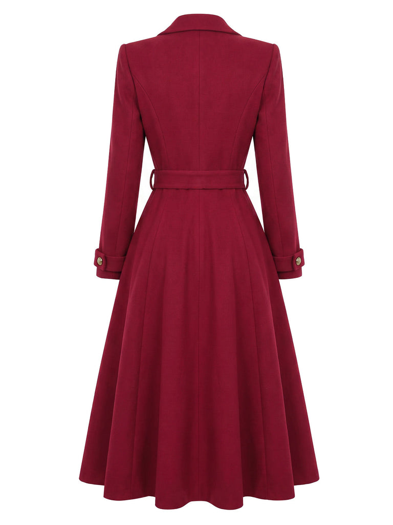 [Prévente] Manteau lie-de-vin croisé et ceinturé années 1930