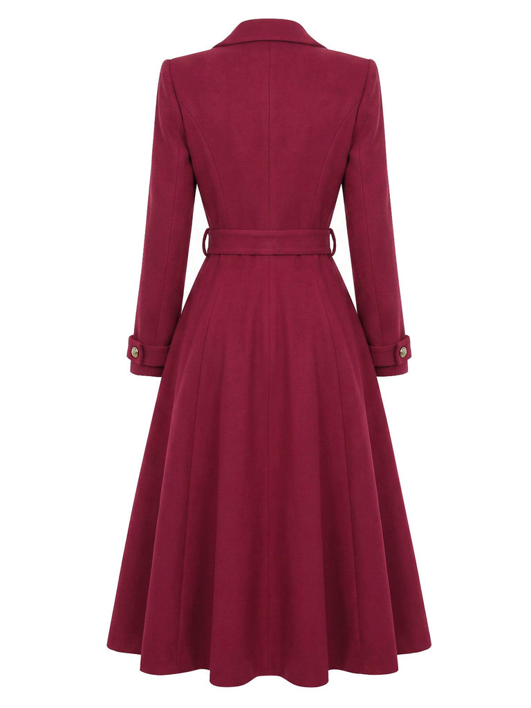 [Prévente] Manteau croisé ceinturé rouge vin années 1930