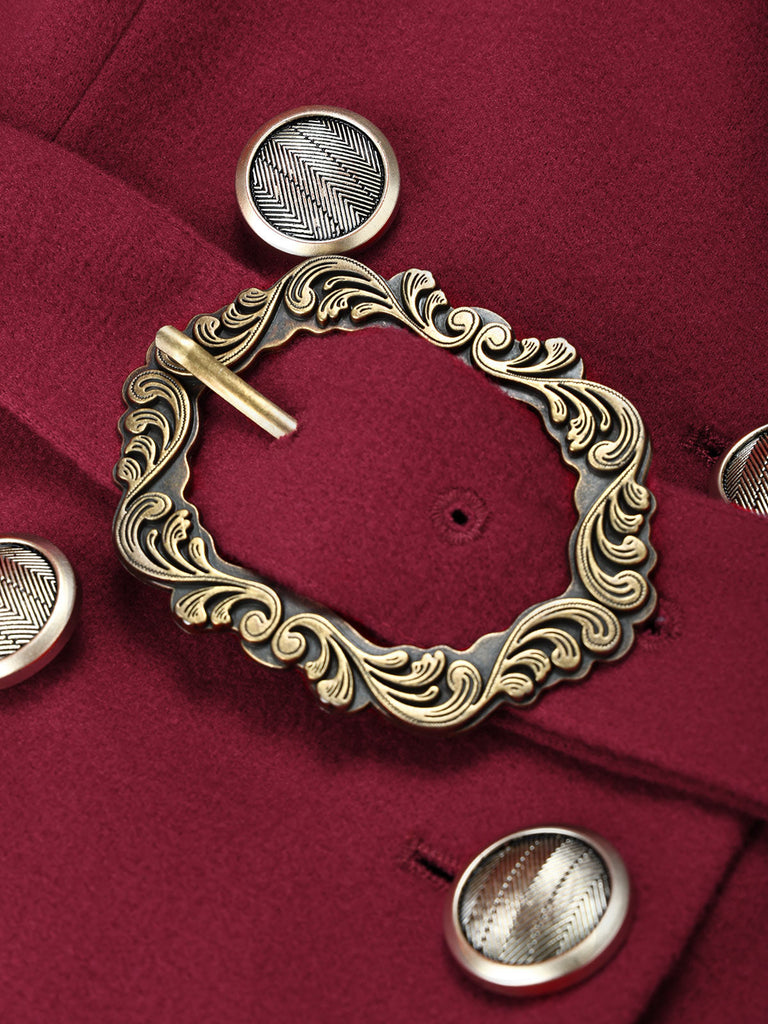 [Prévente] Manteau lie-de-vin croisé et ceinturé années 1930