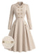 [Prévente] Robe rayée croisée à col V et manches longues années 1950
