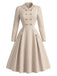 [Prévente] Robe rayée croisée à col V et manches longues années 1950