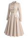[Prévente] Robe rayée croisée à col V et manches longues années 1950