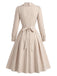 [Prévente] Robe rayée croisée à col V et manches longues années 1950